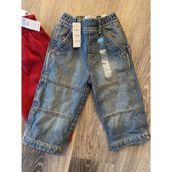 CHILDRENS PLACE Toddler Boys 18 Month Fleece Jeans Bodysuit Sweatpant Jogger NWT - Picture 2 of 11